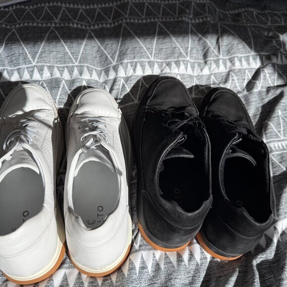 CALTO Sneakers – M11.5 (Fit 12) – White Leather + Black Suede Add 2in Height - Picture 6 of 9